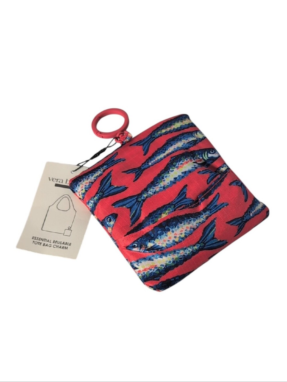 Vera Bradley Outlet Ripstop Essential Reusable Tote Bag Charm Clip in Fish Tale